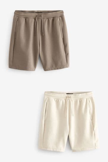 Ecru Natural 2 Pack Zip Pocket Jersey Shorts