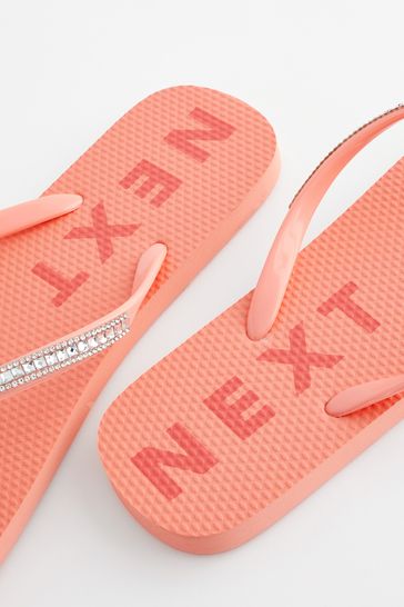 Buy Coral Pink Jewelled Beach Flip Flops from Next Ukraine