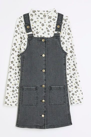 Buy River Island Kind Society Denim Pinny Girls Dress Set bei Next