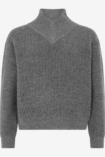 Buy Mint Velvet Grey V Neck Jumper from Next Luxembourg