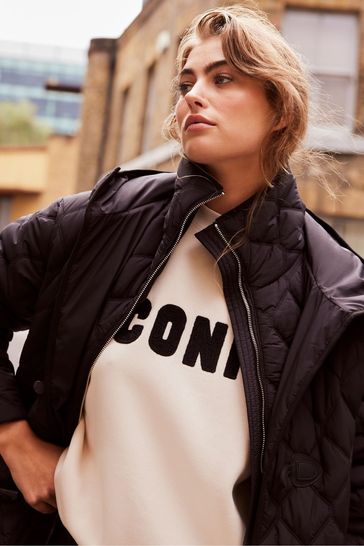 Buy Mint Velvet Black Quilted Layered Parka from Next Denmark