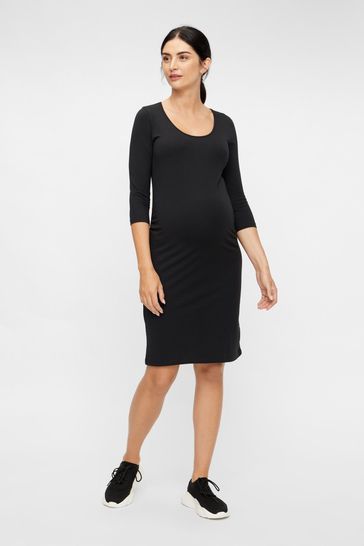 Mamalicious Black Maternity 3/4 Sleeve Dress