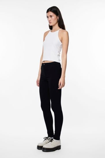 Buy PIECES Black High Waist Jeggings With Linen from Next Bahrain
