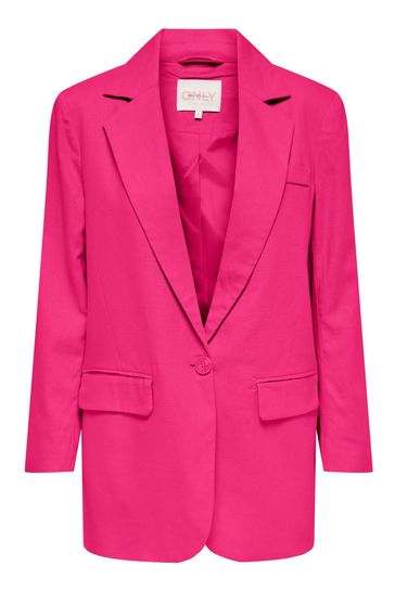 ONLY Pink Linen Blend Tailored Blazer