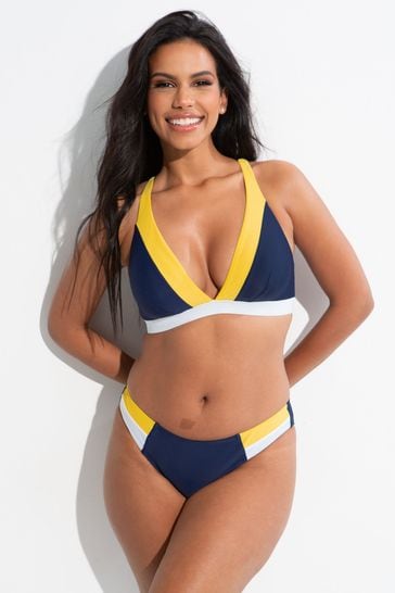 Pour Moi Navy Blue Palm Springs Colourblock Bikini Top