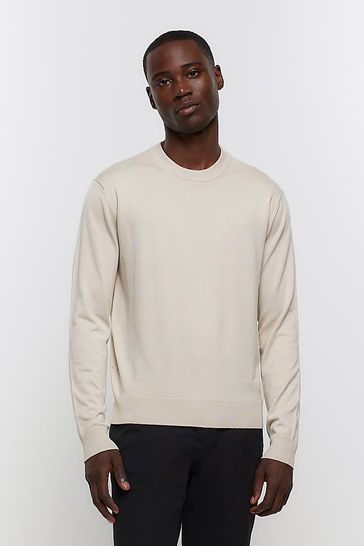 Buy River Island White Knitted Crewneck Jumper from Next Luxembourg