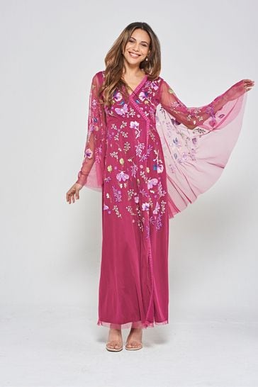 Buy Frock and Frill Purple Embroidered Maxi Dress from Next Denmark