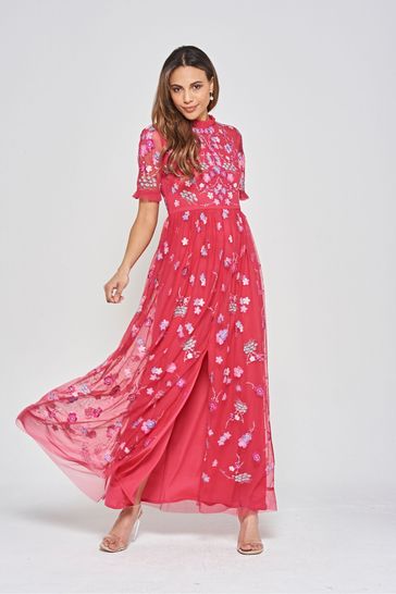 Buy Frock and Frill Pink Embroidered Maxi Dress from Next Denmark