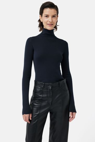 Silk cotton polo neck jumper sale