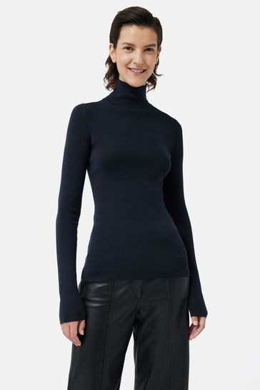 Jigsaw silk cotton 2025 polo neck jumper