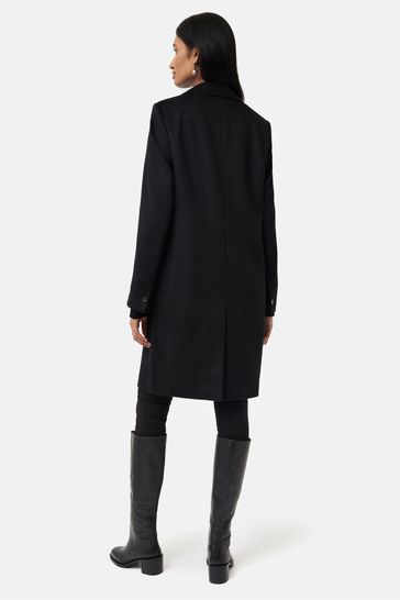 Jigsaw Relaxed Wool City Black Coat
