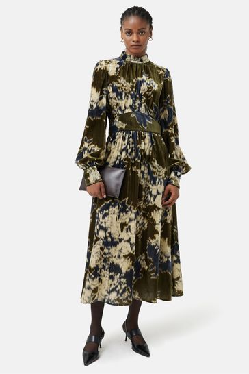 Buy Jigsaw Green Glitched Ikat Velvet Dress from Next Germany