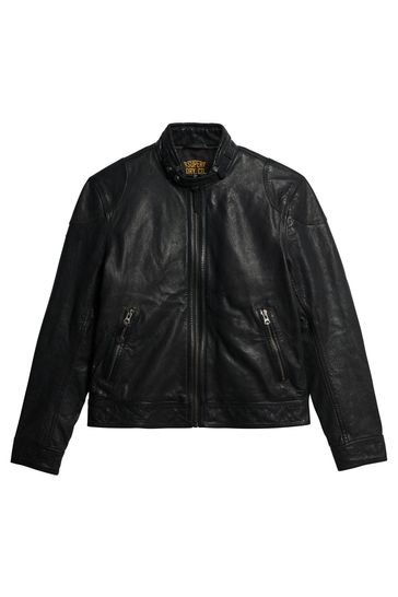 Buy Superdry Black Leather Racer Jacket from Next USA