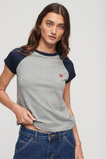 Superdry Grey Small Cotton Essential Logo T-Shirt