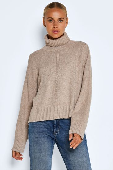 NOISY MAY Light Grey Cosy High Neck Soft Jumper With A Touch Of Wool