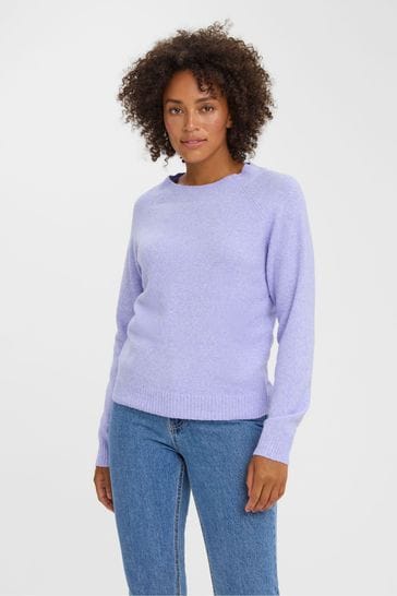 VERO MODA Purple Round Neck Soft Touch Knitted Jumper