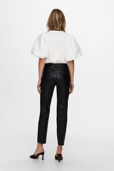 Tall high waisted leather trousers best sale