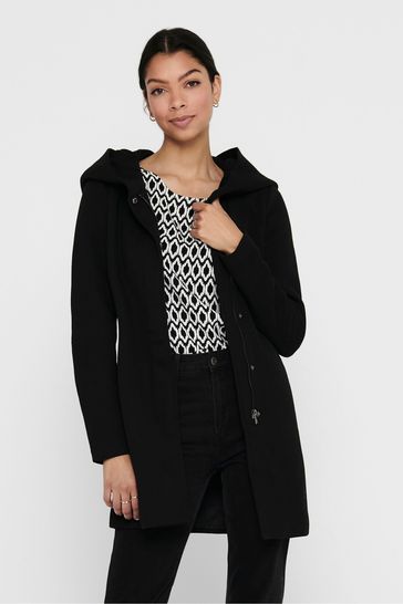 ONLY Black Hooded Smart Coat