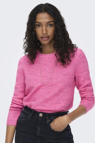 Pink round neck jumper online