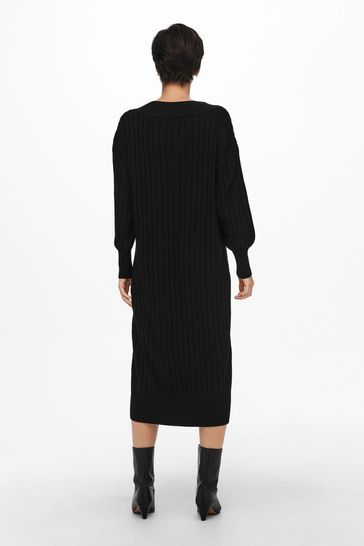 Black ribbed jumper dress best sale