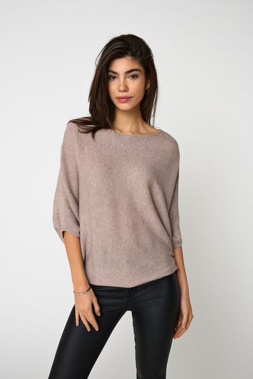 JDY Grey Knitted Batwing Jumper