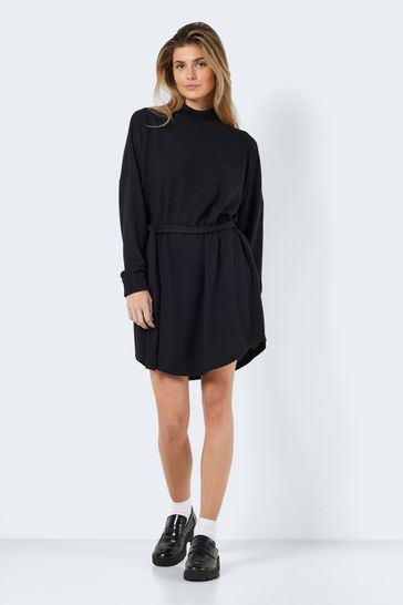 NOISY MAY Black High Neck Jumper Dress With Tie Waist