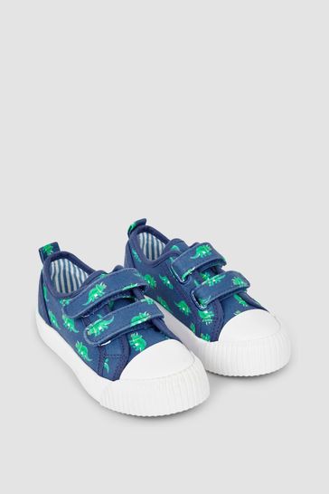 JoJo Maman Bébé Blue Dinosaur Canvas Pumps