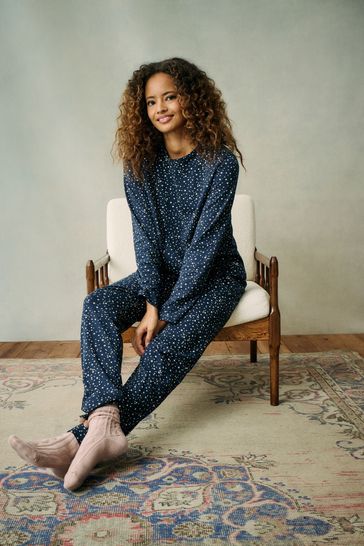 Buy Crew Clothing Company Blue Star Print Cotton Pyjama Set from