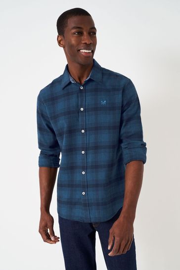 Crew Clothing Company Blue Check Print Cotton Casual Shirt