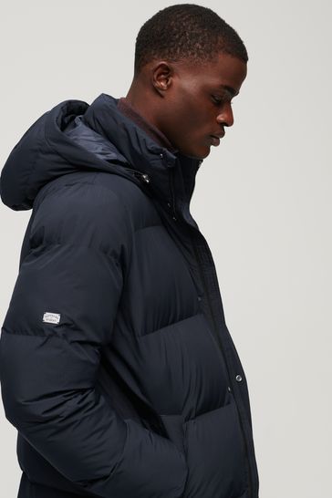 Buy Superdry Blue Longline Hooded Puffer Coat from Next United
