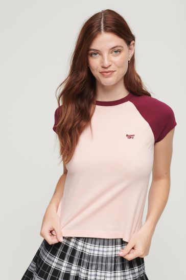 Superdry Pink Small Organic Cotton Essential Logo T-Shirt