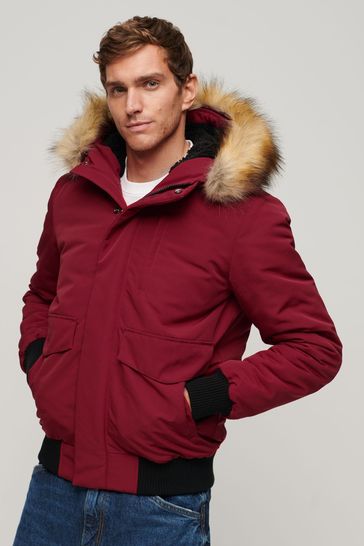 Superdry Red Hooded Everest Puffer Bomber Jacket