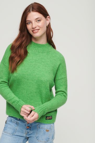 Superdry Green Essential Mock Neck Jumper