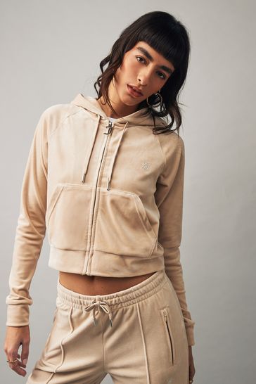 Buy Juicy Couture Blue Velour Zip Through Hoodie With Diamante Branding from the Laura Ashley online shop