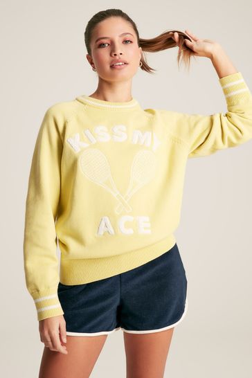 Joules Break Point Yellow Knitted Tennis Jumper