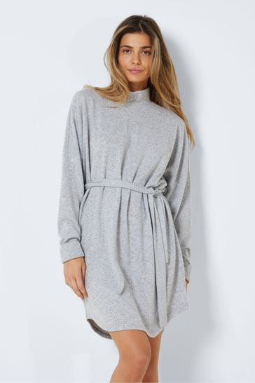NOISY MAY Grey High Neck Jumper Dress With Tie Waist