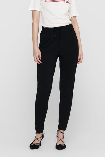 Buy ONLY Black Tie Waist Stretch Tapered Trousers from Next Luxembourg