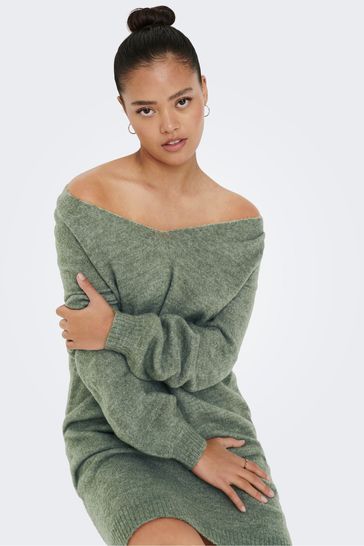 Off shoulder 2025 knitted jumper dress