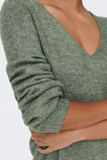 Buy JDY Green V Neck Knitted Jumper Dress from Next USA