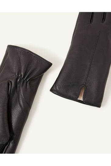 Ladies fur lined deals black leather gloves