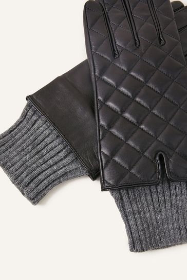 Black sales quilted leather