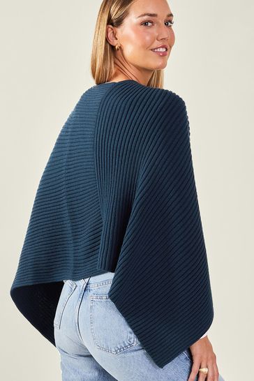 Buy Accessorize Blue Ribbed Poncho from Next Luxembourg