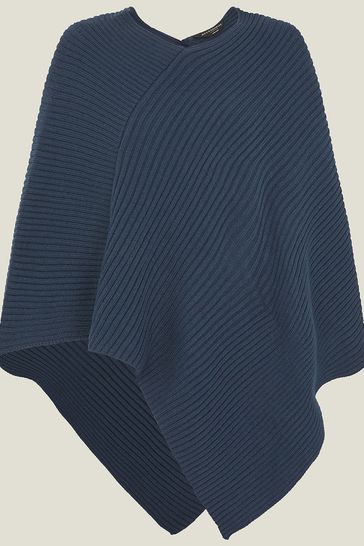 Buy Accessorize Blue Ribbed Poncho from Next Luxembourg