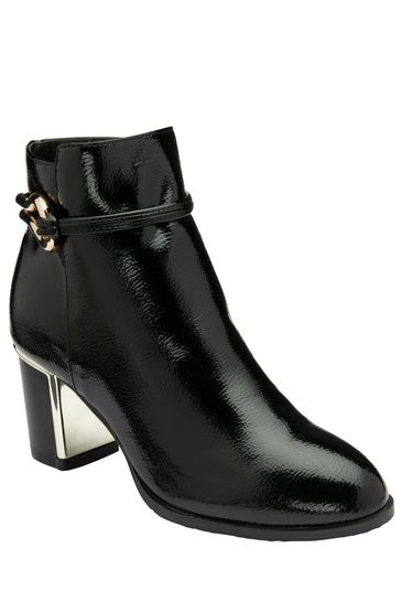 Lotus Onyx Black Heeled Ankle Boots