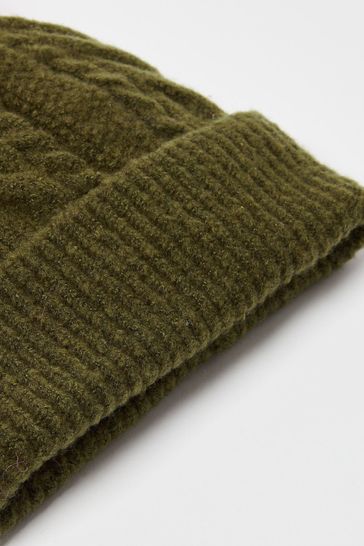 Buy Oliver Bonas Khaki Green Cable Knitted Beanie Hat from Next