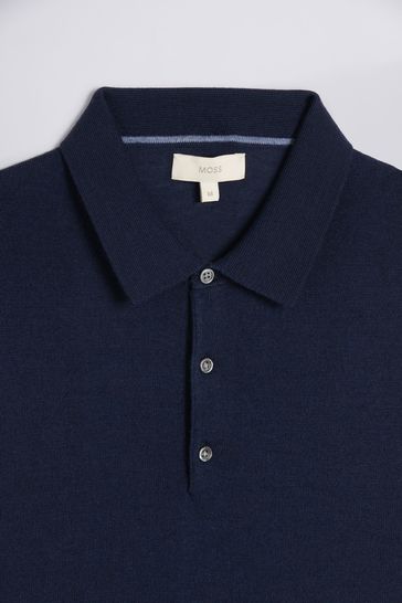 Buy MOSS Dark Blue Merino Polo Shirt from Next Ireland
