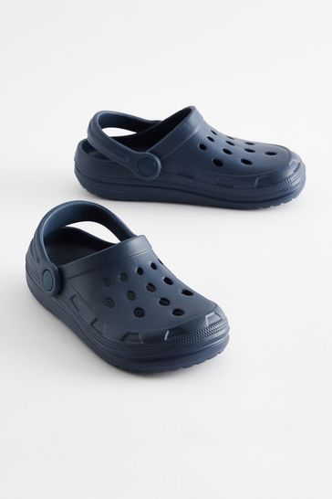 Navy leather clogs top