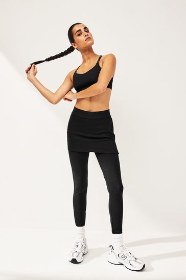 Black overall top skirt leggings