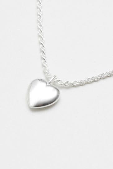 Simply Silver Sterling Silver Tone 925 Polished Heart Necklace