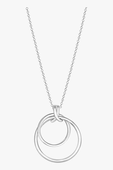 Simply Silver Sterling Silver Tone 925 Polished Round Double Pendant Necklace